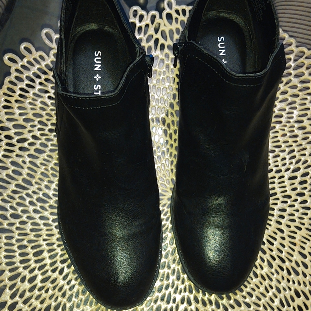 Women's Sun & Stone Black Faux Leather Boots